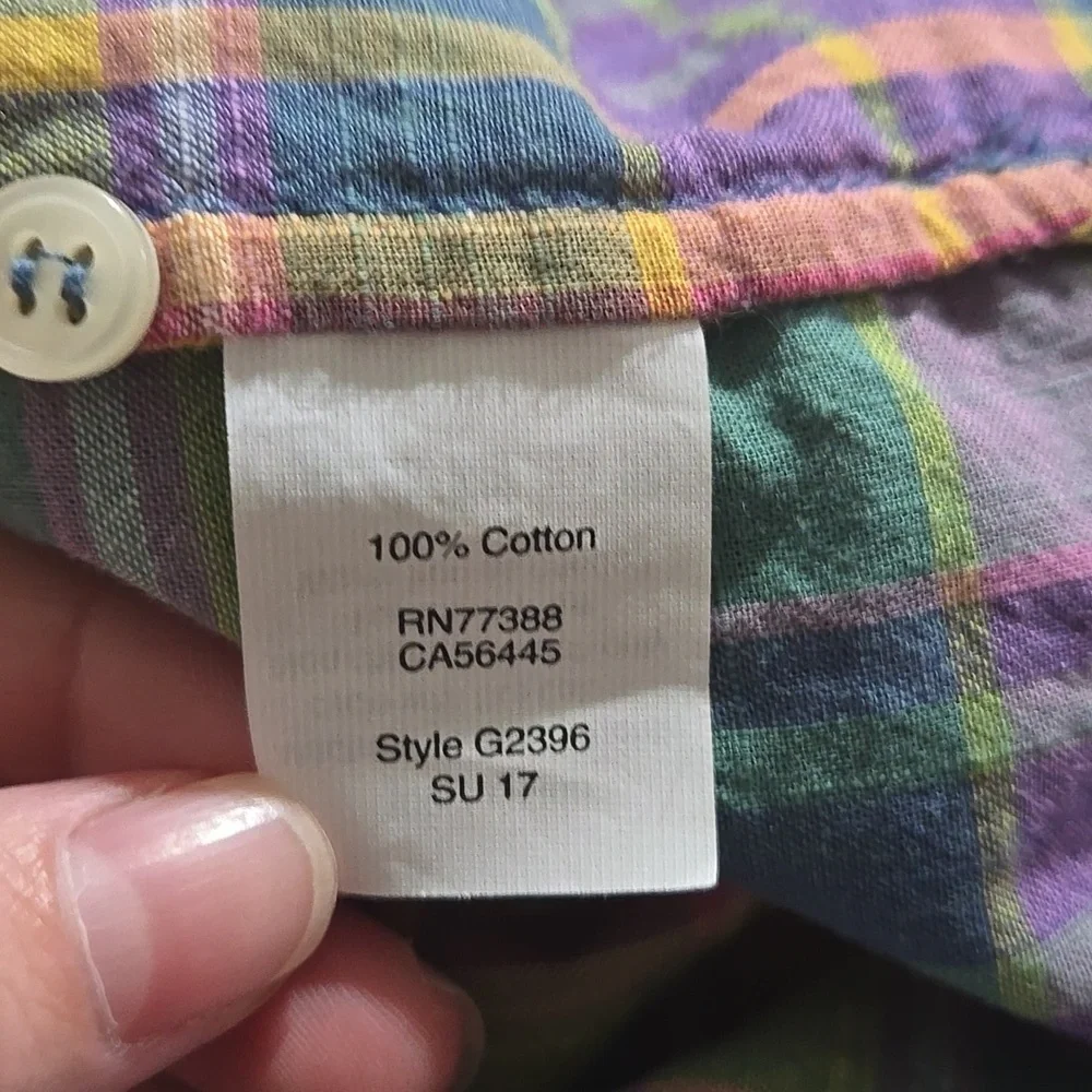 J Crew Plaid Cotton Boy Fit Button Down Top